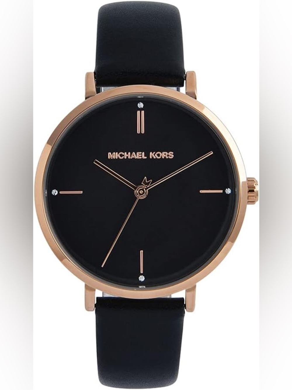 Michael Kors Women's Jayne Black Leather Strap Watch 38mm